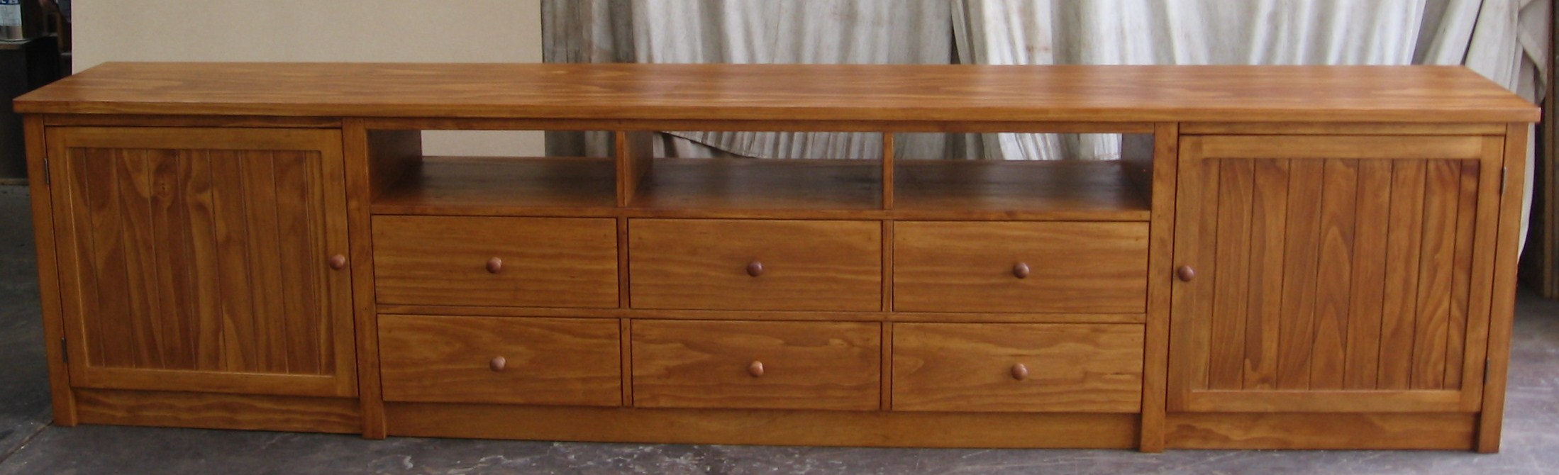 TV/Entertainment Unit Rimu Stain Custom NZ Made Furniture Scrubby